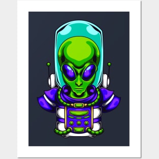 Space Time Big Head Alien Posters and Art